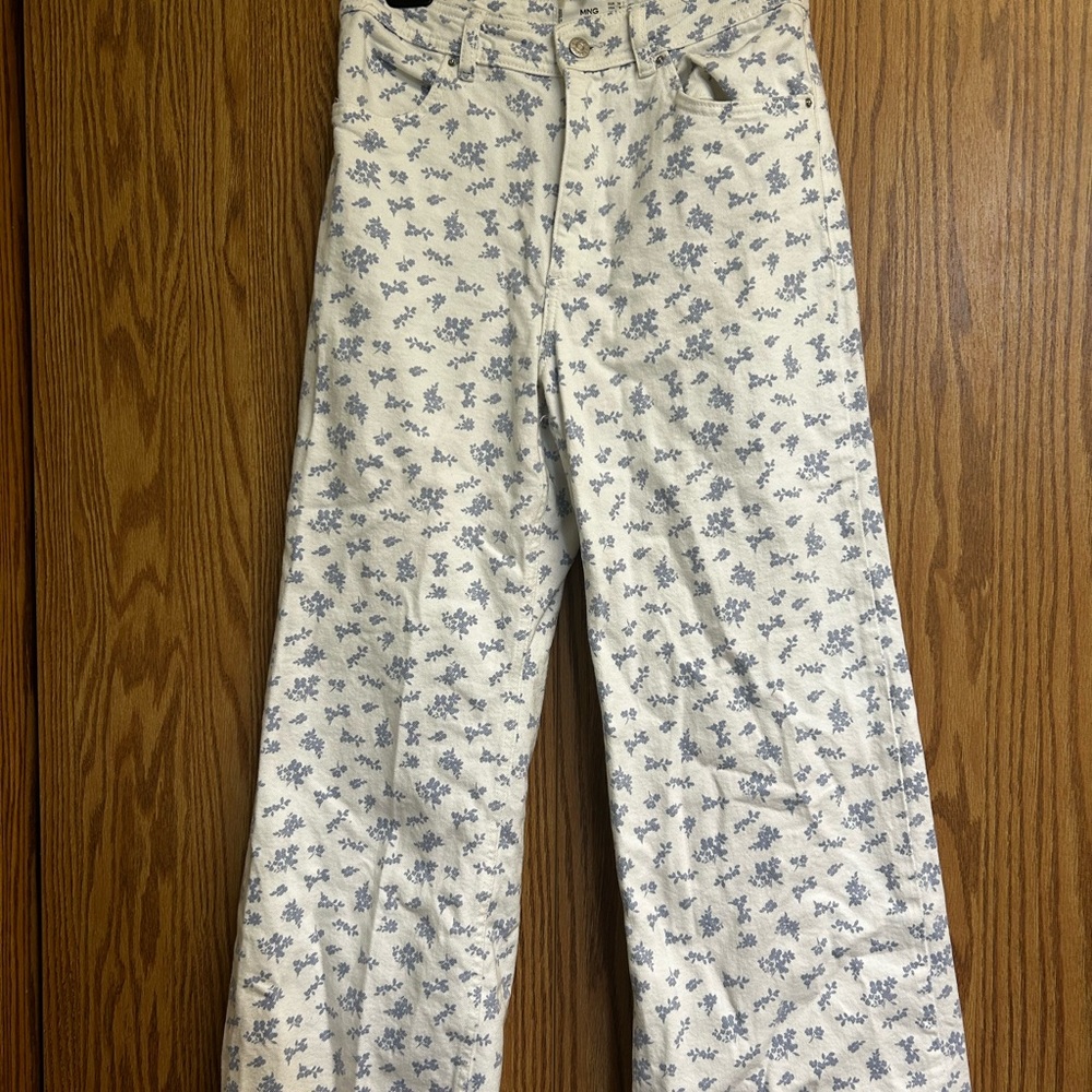 Floral Print Wide Leg Jeans
